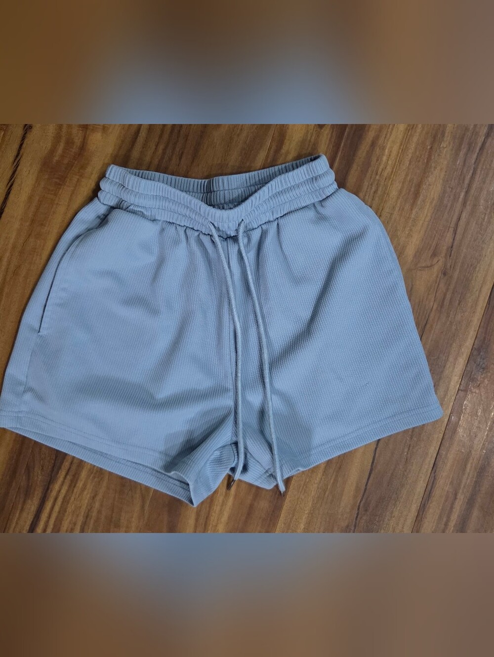 SHEIN Blue Ribbed Drawstring Shorts – Size Small